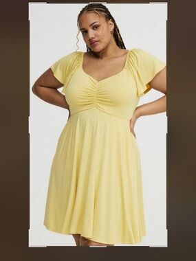 Clearance NWT Torrid Yellow Ruched Swing Dress